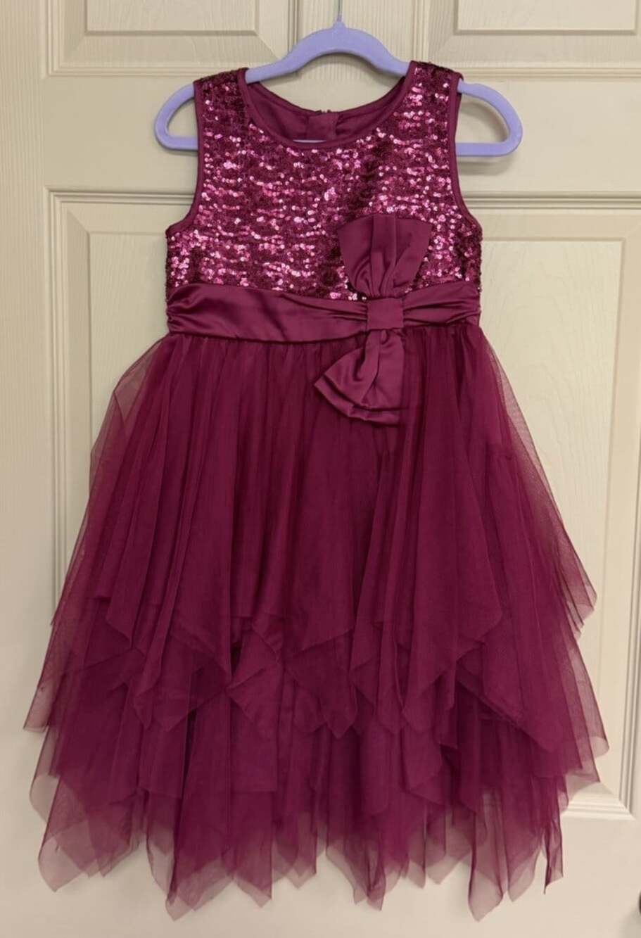 Christian Siriano Girls Plum Sequin Holiday Fancy Size 6 Handkerchief Skirt